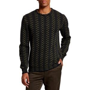 $4,195 NWT Kiton Jersey Crewneck 100% Chevron Green Pullover Sweater Size L